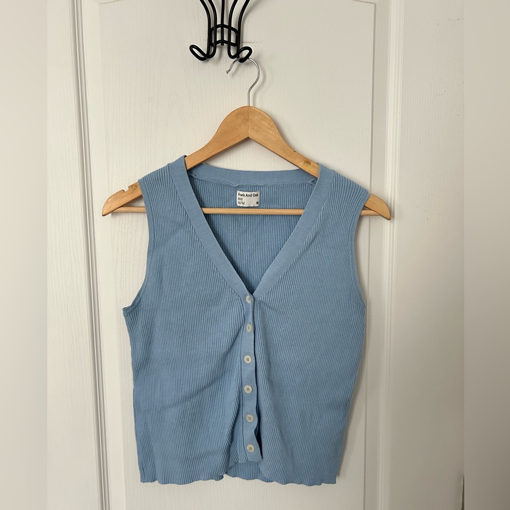 Frank and Oak Baby Blue Ribbed sleeveless vest